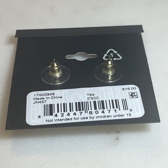 Napier Gold Tone Crystal Bow Stud Earrings - Picture 3 of 4